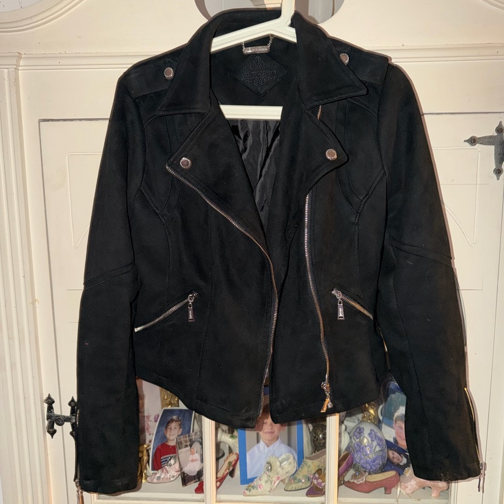 Jou Jou Women's Black Leather Biker Jacket